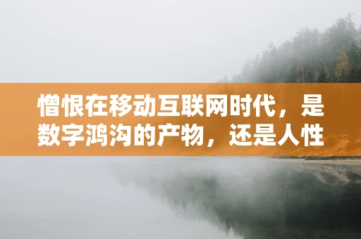 憎恨在移动互联网时代，是数字鸿沟的产物，还是人性阴暗面的放大镜？