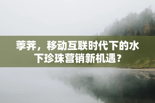 荸荠，移动互联时代下的水下珍珠营销新机遇？