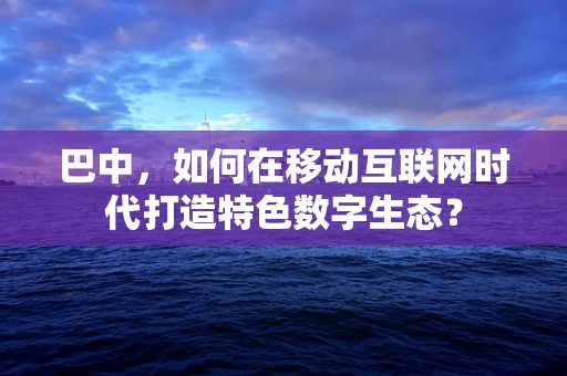 巴中，如何在移动互联网时代打造特色数字生态？