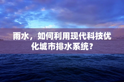 雨水，如何利用现代科技优化城市排水系统？