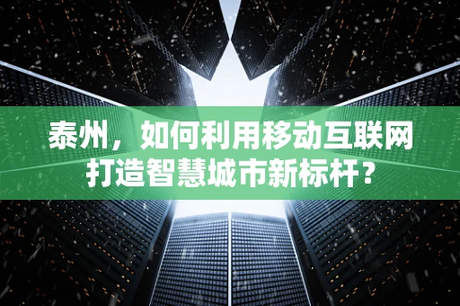 泰州，如何利用移动互联网打造智慧城市新标杆？