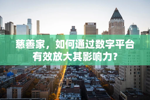 慈善家，如何通过数字平台有效放大其影响力？