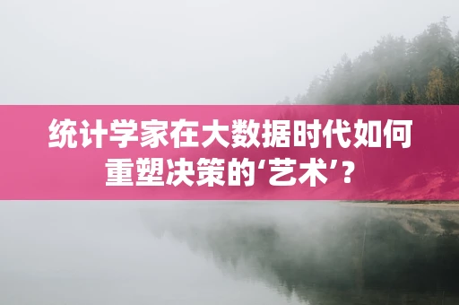 统计学家在大数据时代如何重塑决策的‘艺术’？