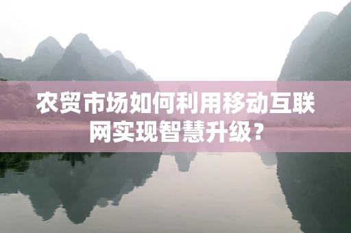 农贸市场如何利用移动互联网实现智慧升级？