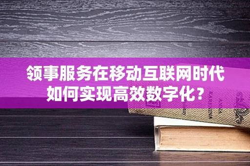 领事服务在移动互联网时代如何实现高效数字化？