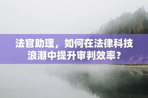 法官助理，如何在法律科技浪潮中提升审判效率？