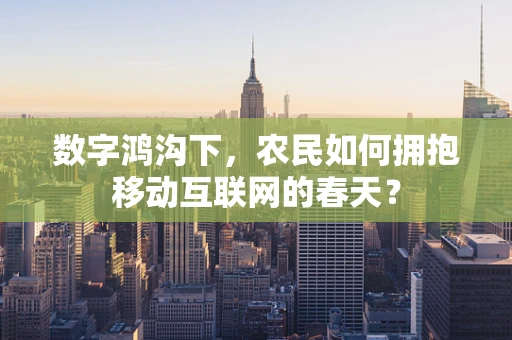 数字鸿沟下，农民如何拥抱移动互联网的春天？