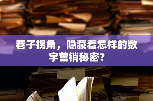 巷子拐角，隐藏着怎样的数字营销秘密？